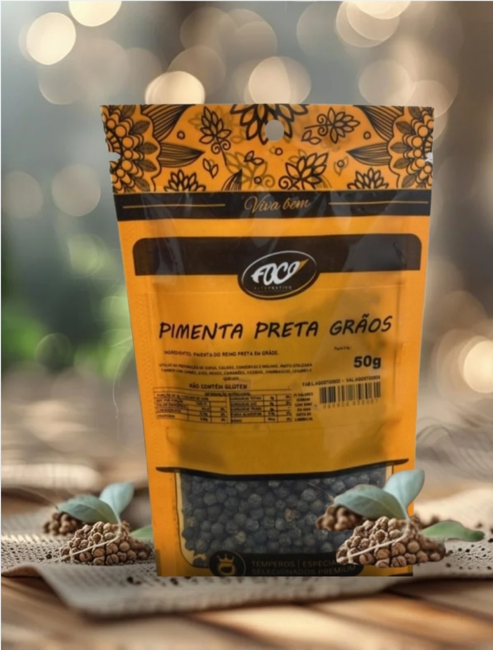 PIMENTA DO REINO PRETA GRÃO 50G - ( PIMENTA PRETA )