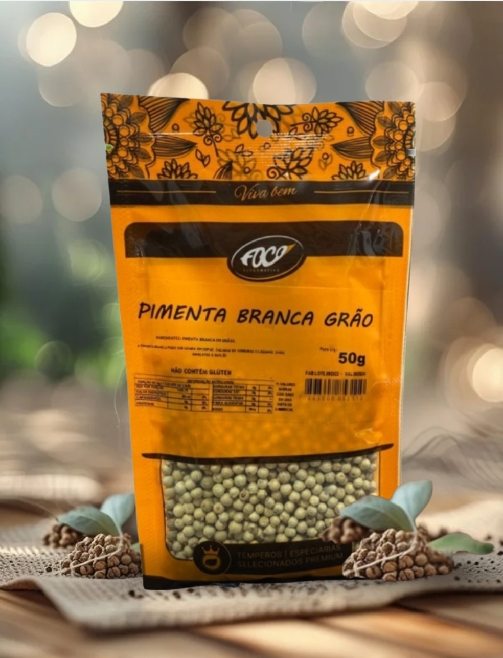 PIMENTA BRANCA PÓ 50G - FOCO ALTERNATIVO