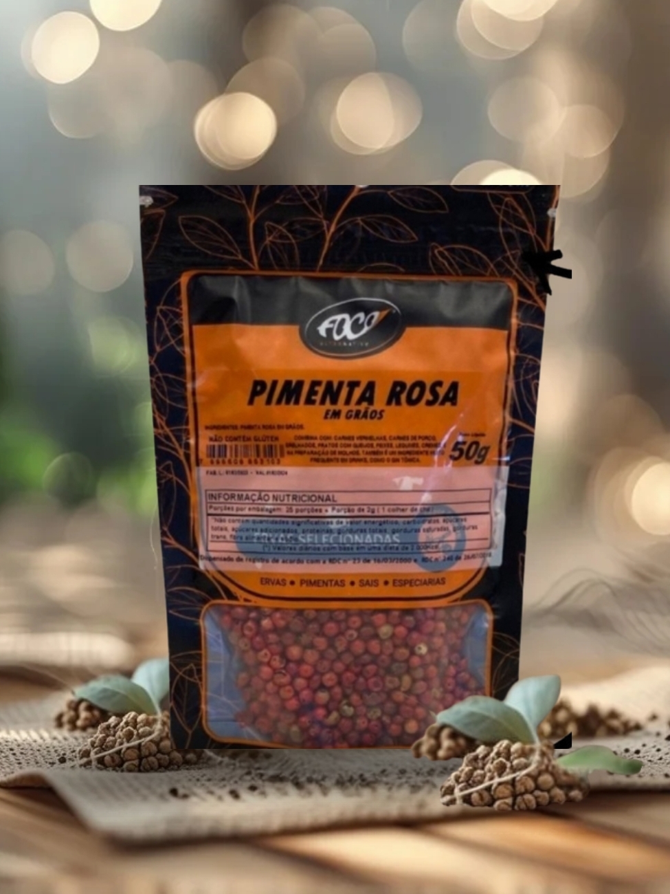 PIMENTA ROSA EM GRÃO 50G - FOCO ALTERNATIVO