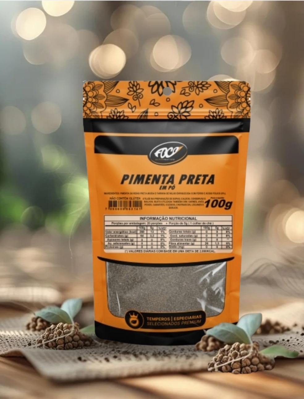 PIMENTA DO REINO PRETA PÓ COMERCIAL 100G - FOCO ALTERNATIVO