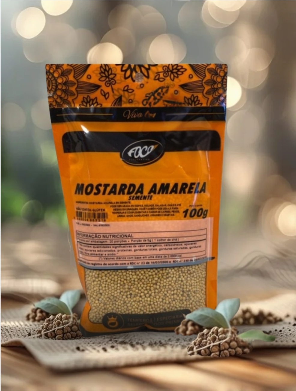MOSTARDA AMARELA SEMENTE 100G - FOCO ALTERNATIVO