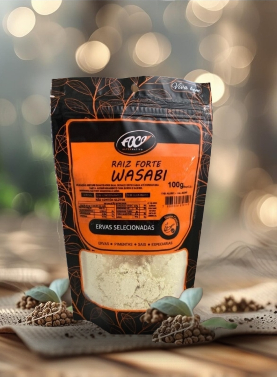 WASABI RAIZ FORTE EM PÓ 100G- FOCO ALTERNATIVO
