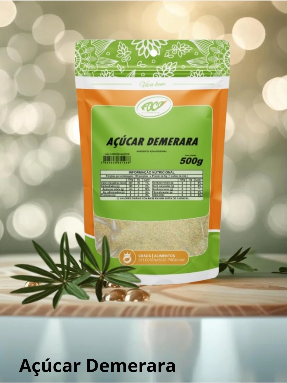 AÇÚCAR DEMERARA 500G - FOCO ALTERNATIVO
