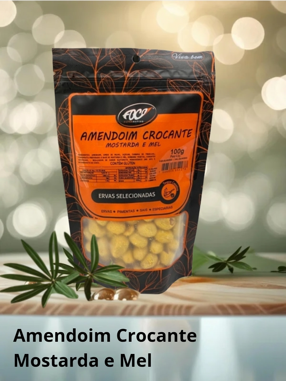 AMENDOIM CROCANTE MOSTARDA E MEL - GRANEL KG - FOCO ALTERNATIVO