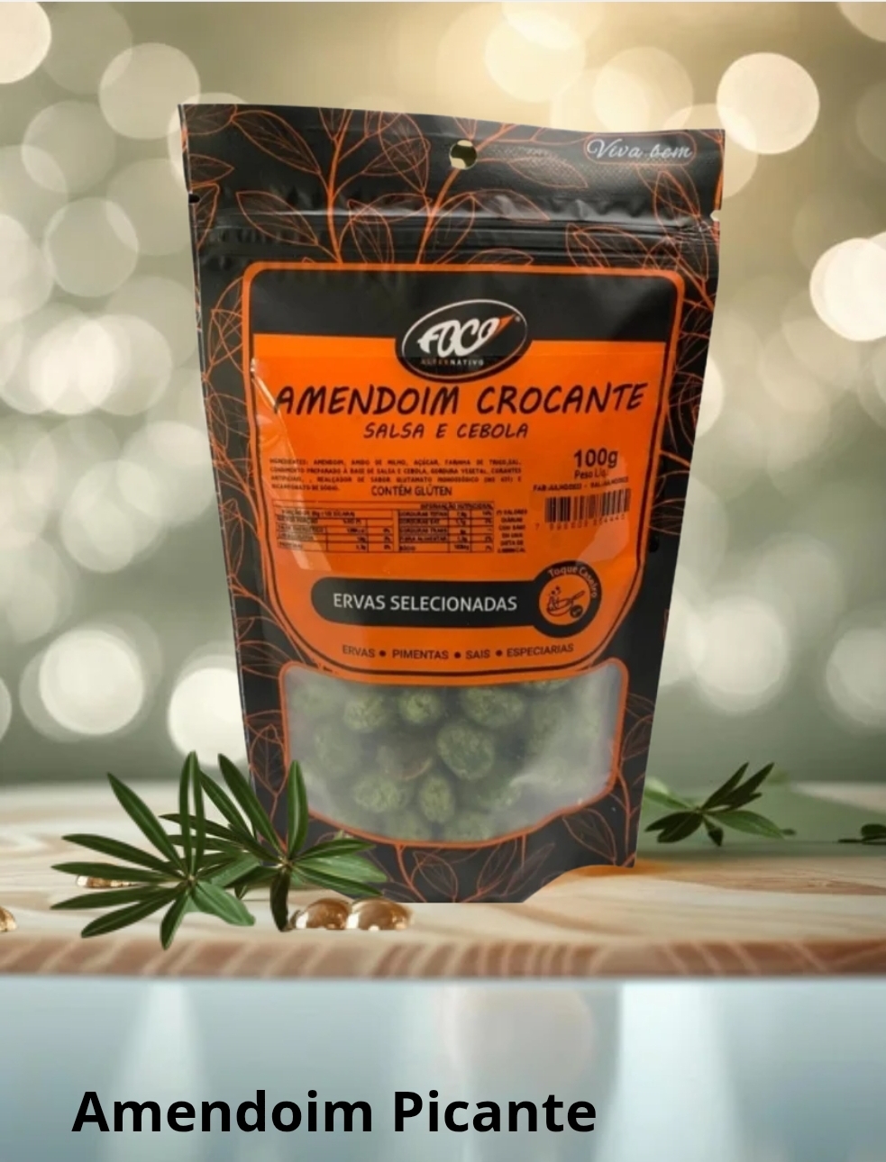AMENDOIM CROCANTE SALSA E CEBOLA - GRANEL KG - FOCO ALTERNATIVO