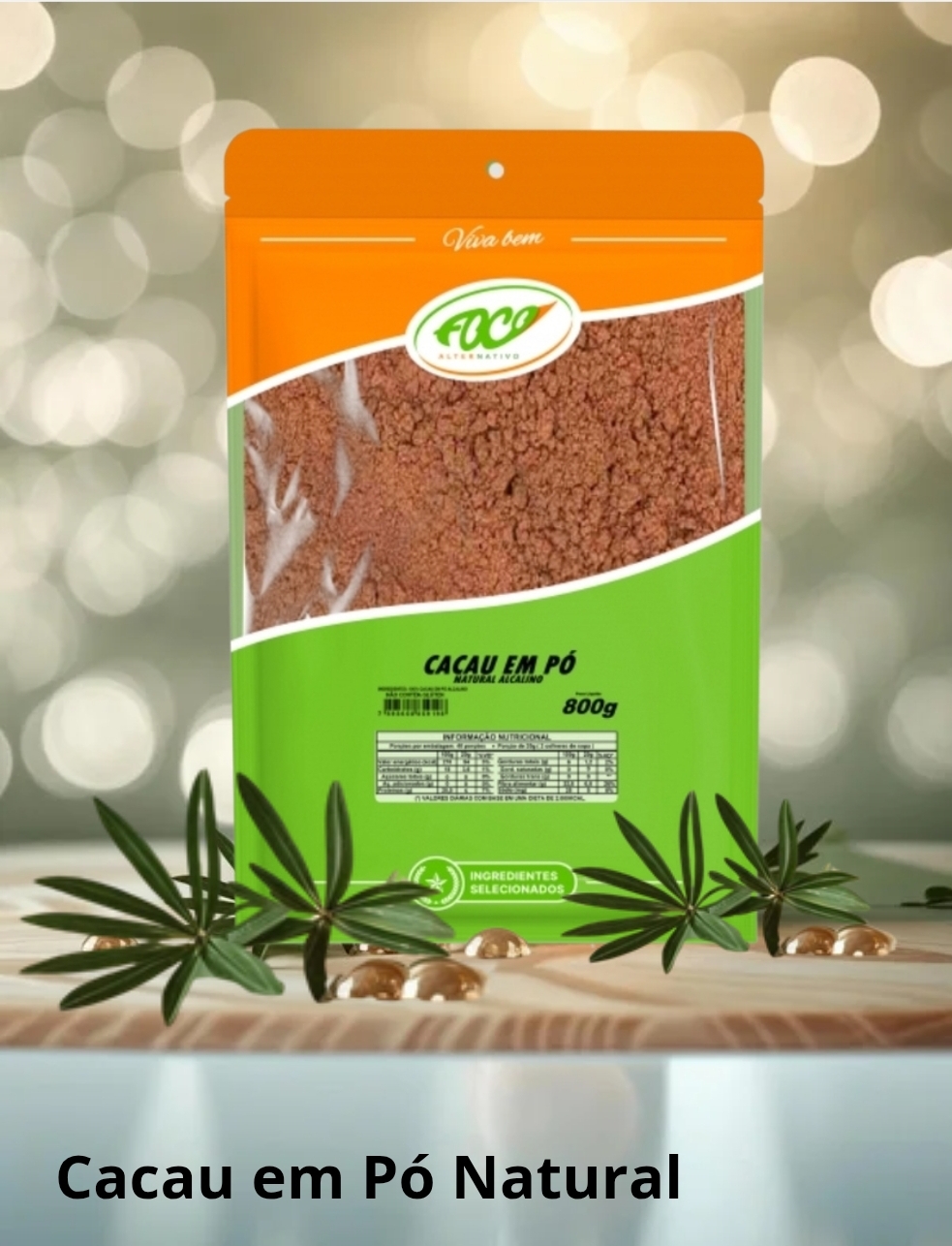 CACAU EM PÓ NATURAL ALCALINO 500G - FOCO ALTERNATIVO (100% CACAU)