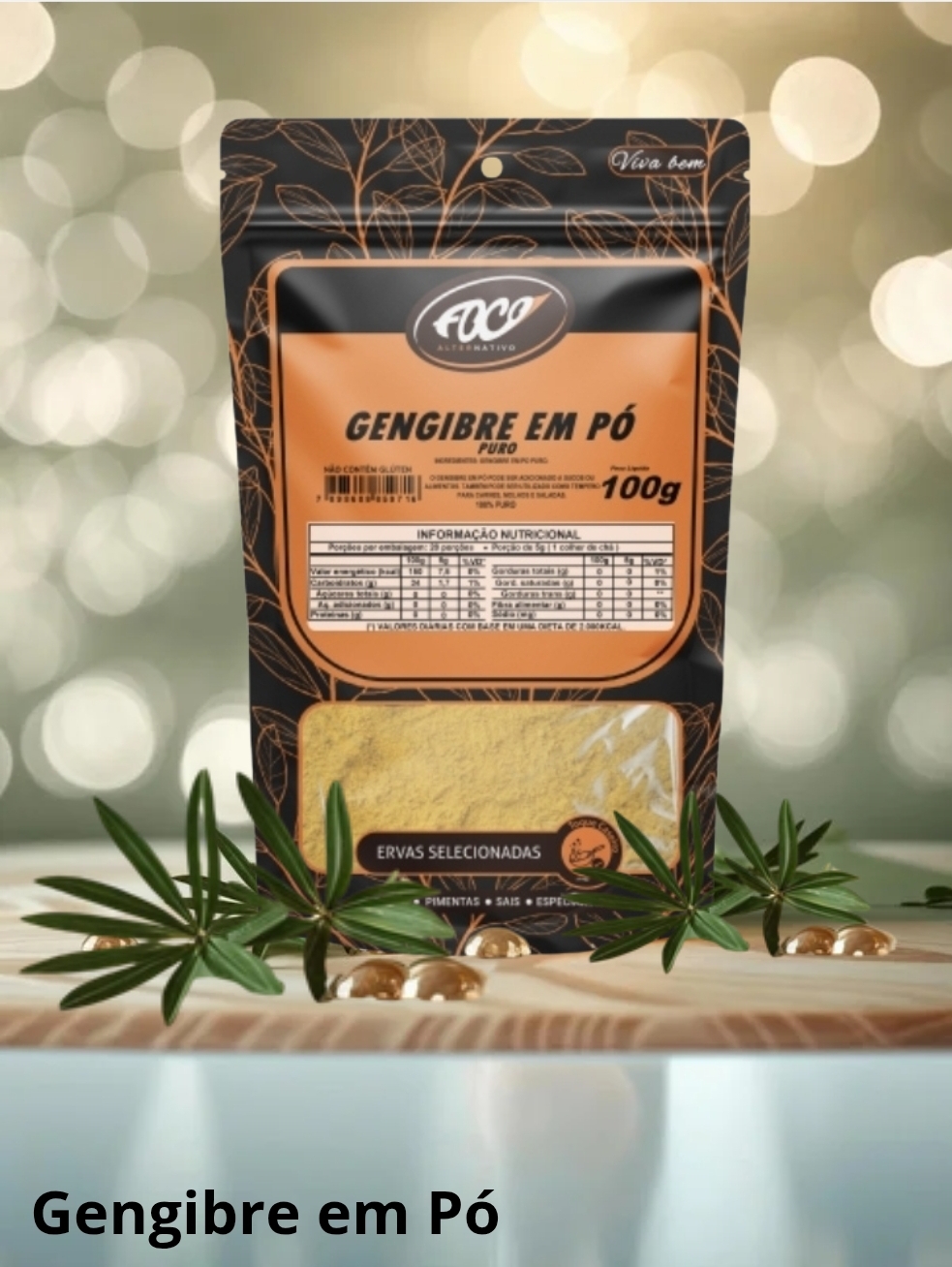 GENGIBRE EM PÓ PURO 100G FOCO ALTERNATIVO