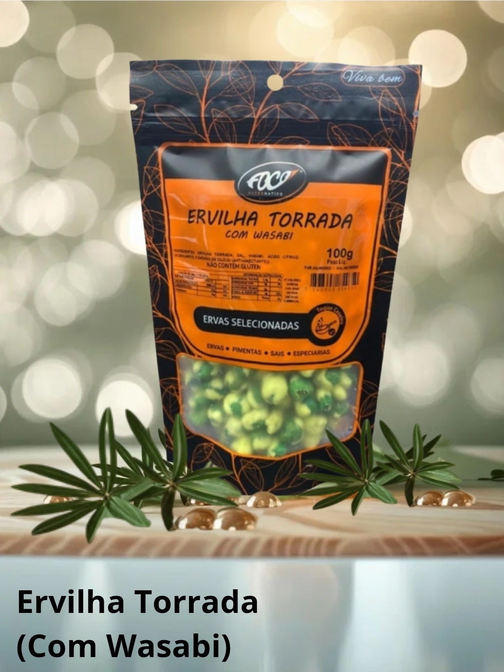 ERVILHA TORRADA COM WASABI ALGAS MARINHAS 100G - FOCO ALTERNATIVO