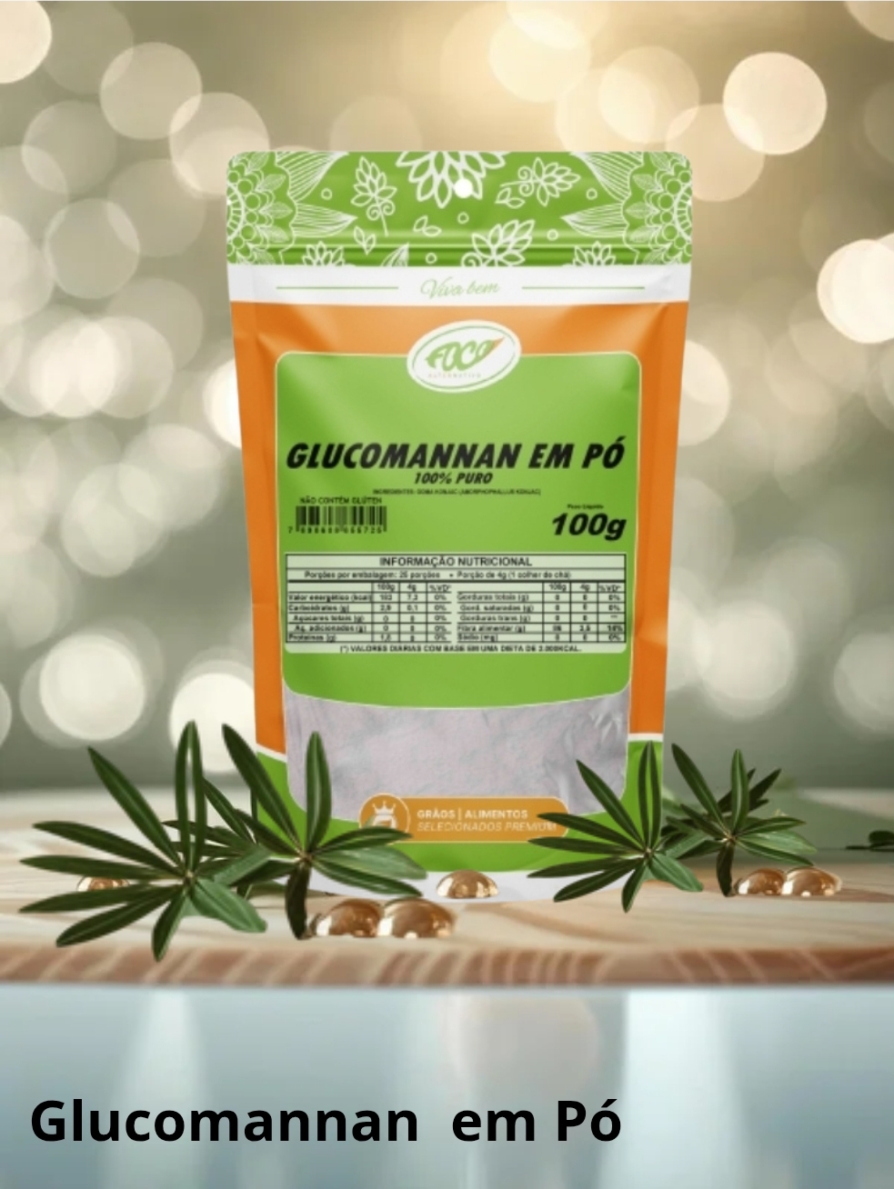 GLUCOMANNAN EM PÓ PURO 100G FOCO ALTERNATIVO