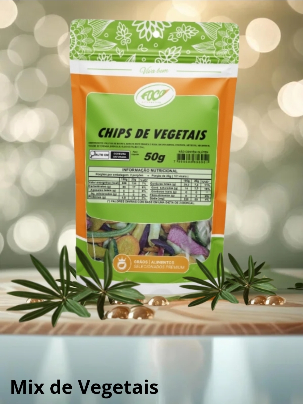 MIX DE VEGETAIS CHIPS (CHIPS DE VEGETAIS - FRISPY) 50G FOCO ALTERNATIVO