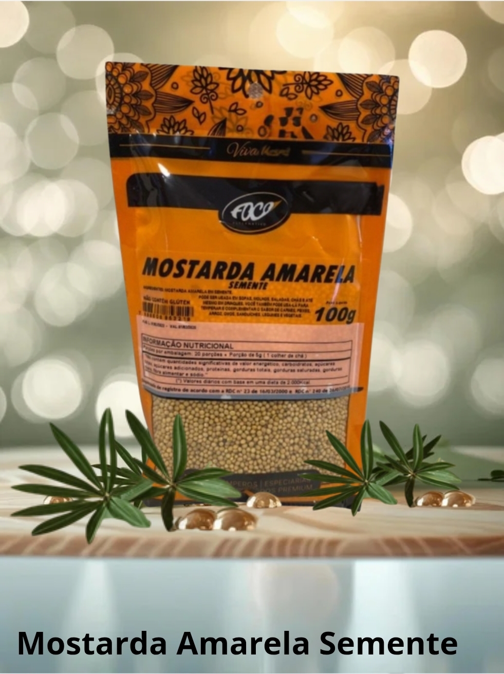 MOSTARDA AMARELA SEMENTE 100G - FOCO ALTERNATIVO
