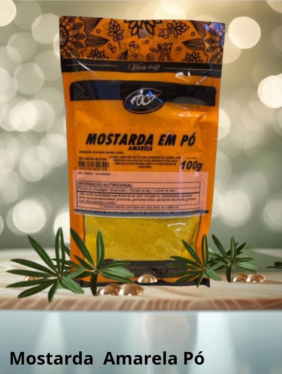 MOSTARDA EM PÓ AMARELA 100G - FOCO ALTERNATIVO