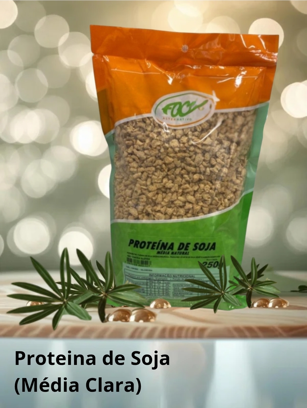 PROTEÍNA DE SOJA MÉDIA NATURAL 250G - PROTEÍNA TEXTURIZADA