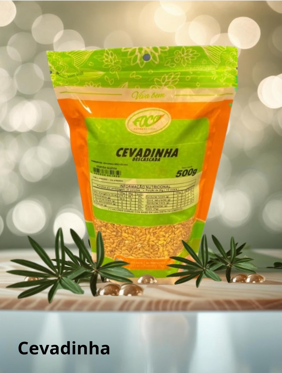 CEVADINHA EM GRÃOS - DESCASCADA 500G - FOCO ALTERNATIVO