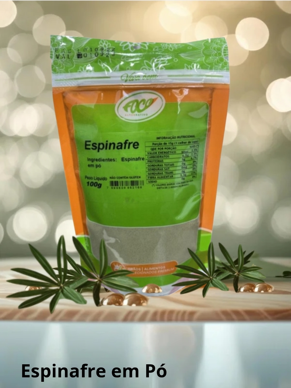 ESPINAFRE EM PÓ 100G - FOCO ALTERNATIVO