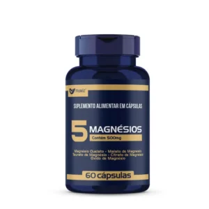5 Magnésios 500Mg Quelato + Malato + Taurato + Citrato + Óxido de Magnésio - Muwiz